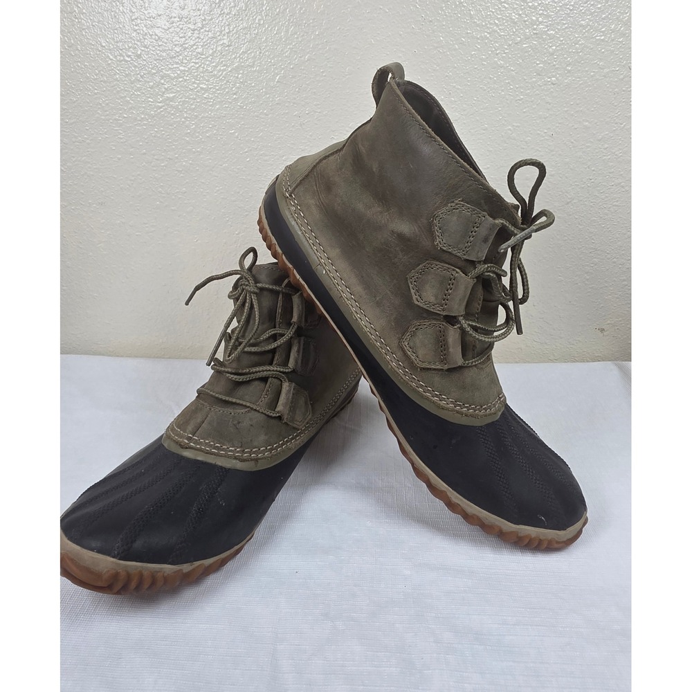 Sorel Out N About Leather Duck Boots olive  Waterproof Women 11 Granola Gorpcore - Picture 3 of 8